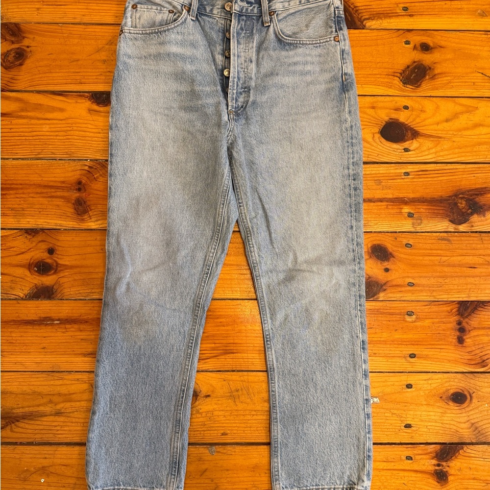 Agolde Riley High Rise crop Light Blue High Rise Jeans